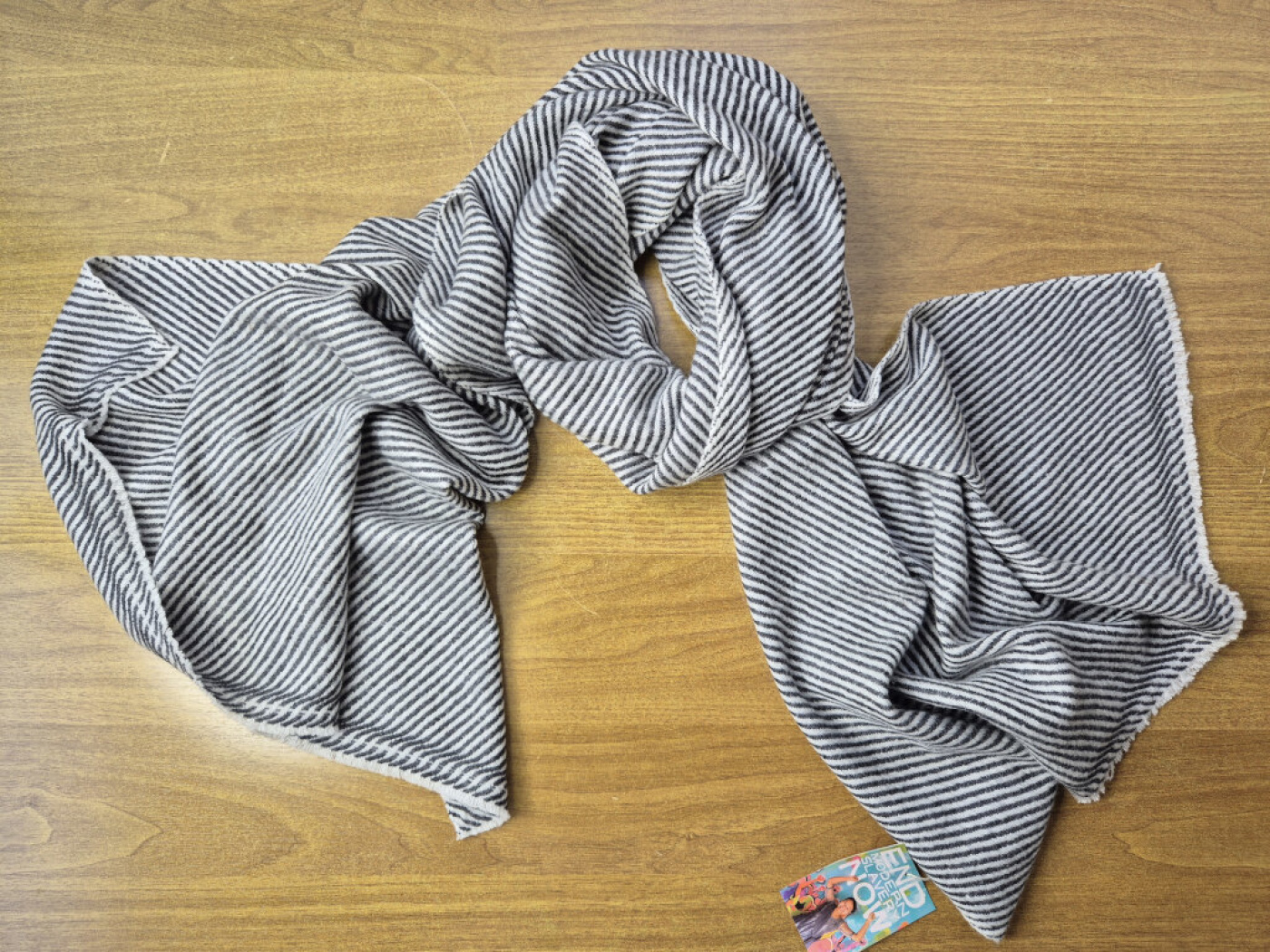 Kaschmir-Schal | Rauchgrau & Perlweiß | flauschig und weich | 66×202 cm